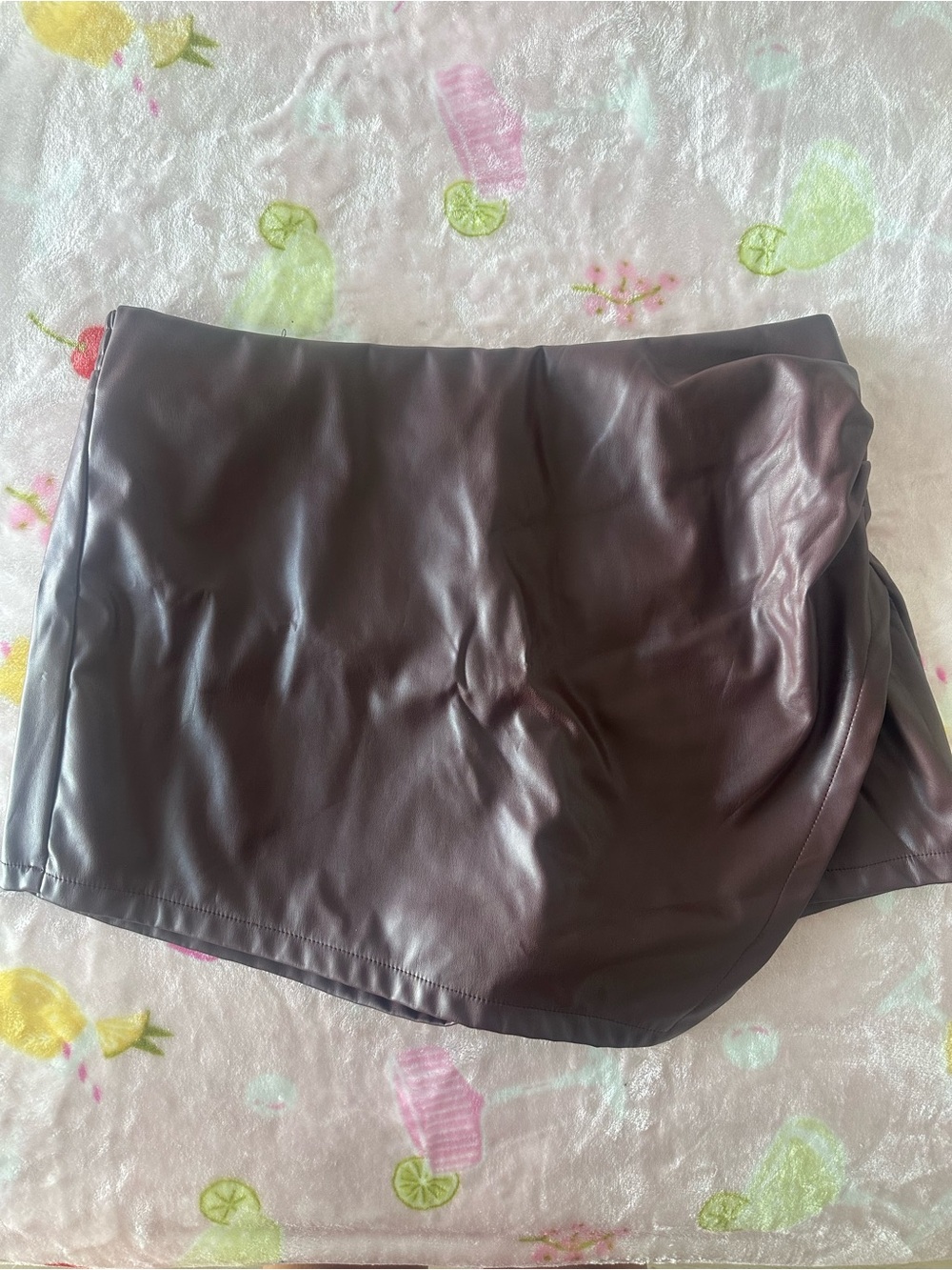 Faux Leather Mini Skort in Brown - Picture 1 of 2
